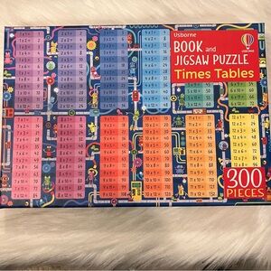 Usborne Kids Times Tables Multiplication Book & 300-Piece Jigsaw Puzzle - NEW